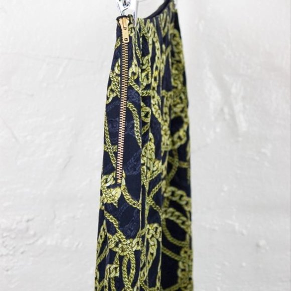 Anne Klein Navy Blue + Gold Chain Miniskirt - Picture 2 of 4